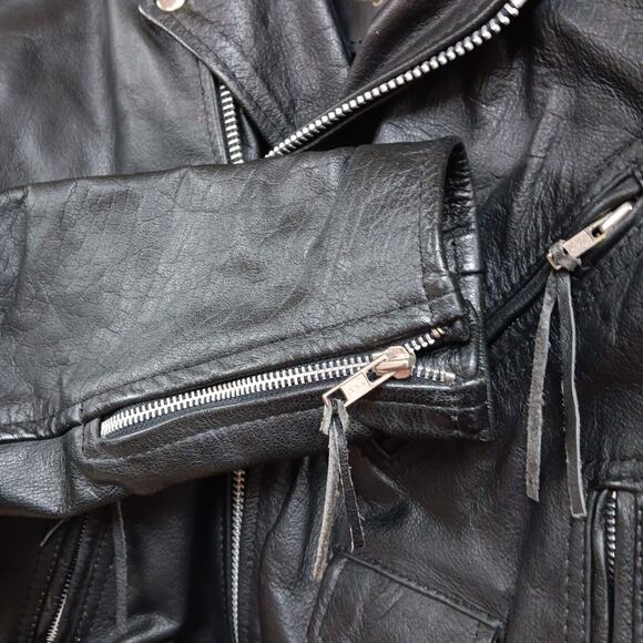 Vtg 1990s L.A. ROXX Cafe Racer Motorcycle Leather Bomber Jacket Coat Mens 42 - Picture 6 of 10